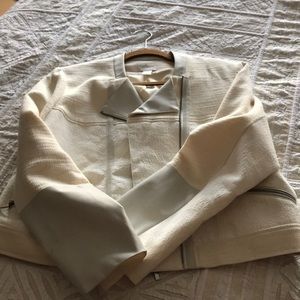 Chico’s leather and linen moto jacket